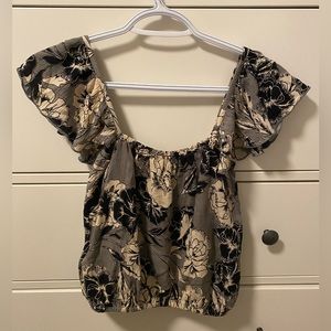 Amuse Society Floral Print Off-the-Shoulder Top Size XS